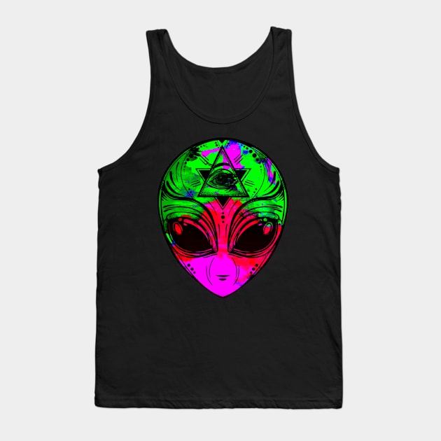 The Pink & Green Alien Tank Top by Living_Paranormal_Magazine